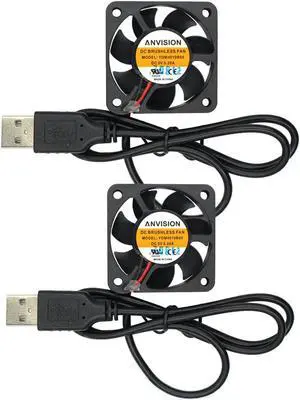 2-Pack 40mm x 10mm DC 5V USB Brushless Cooling Fan, Dual Ball Bearing