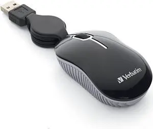 Wired Optical Computer Mini USB-A Mouse - Plug & Play Corded Travel Mouse C Black 98113