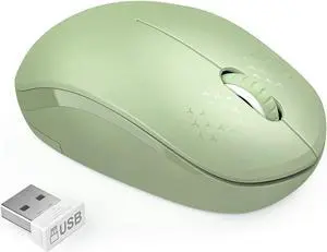 seenda Wireless Mouse 2.4G Noiseless Mouse with USB Receiver Portable Computer Mice for PC Tablet Laptop with Windows System (Olive Green)