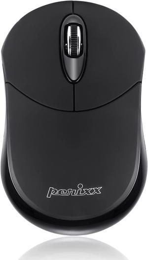 Perixx PERIMICE-802B Wireless Bluetooth Mouse - Portable Design for Windows, iOS, and Android Tablet - Black Rubber Black