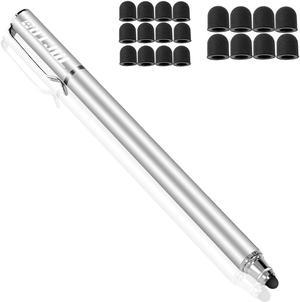 METRO Capacitive Stylus Pens, Rubber Tips 2-in-1 Series, High Sensitivity & Precision styli Pens for Touch Screens Devices (Silver)