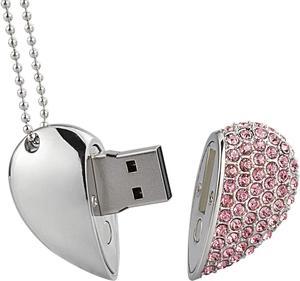  Kepmem 64GB Thumb Drive Necklace USB 3.0 Flash Drive Pink  Crystal Jump Drive, Bling Diamond Zip Drive 64 GB Jewelry Pen Drive  Creastive Memory Stick, Cute Data Storage Gift : Electronics