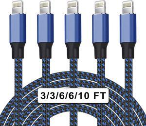 [Apple MFi Certified] iPhone Charger 5Pack(3/3/6/6/10 FT)Long Lightning Cable Fast Charging High Speed Data Sync USB Cable Compatible iPhone 14/13/12/11 Pro Max/XS MAX/XR/XS/X/8/7/Plus/6S iPad AirPods