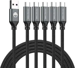 USB Type C Cable 5-Pack 3FTSMALLElectric Nylon Braided USB Type A to C Fast Charger Cords for Samsung Galaxy S9 Note 9 8S8 PlusGoogle PixelNintendo SwitchNexusLG V30 V20 G6 5(Black)