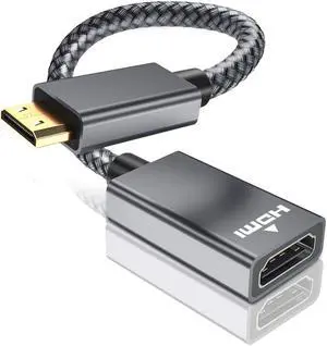 Mini HDMI Male to HDMI Female Cable Adapter,4K/60Hz 0.67 FT High Speed Standard HDMI 2.0 Connector for DSLR Camera,Camcorder,Graphics Video Card,Laptop,Pico Projector,Raspberry Pi Zero W