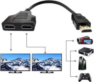 HDMI Splitter Adapter HDMI Male to 2 HDMI Female Splitter Cable for HDTV LCD Monitor and Projectors 1080P Dual HDMI Adapter 1 to 2 Way (12.2inch Black)