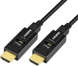 DTECH 32 Feet Fiber Optic HDMI Cable 4K 60Hz YUV 444 18Gbps High Speed Ultra HD with Dual Micro HDMI and Standard HDMI Connector (Black 10 Meters)