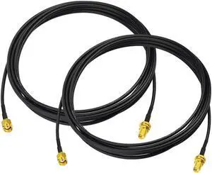 Bingfu WiFi Antenna Extension Cable 2-Pack RP-SMA Male to RP-SMA Female Bulkhead Mount RG174 Cable 3m 10 feet for WiFi Router Security IP Camera Signal Booster Repeater Wireless Network Card Adapter