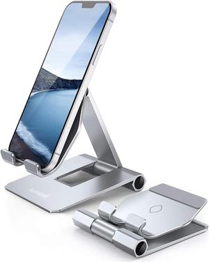 ???????? ???????????????? Adjustable Cell Phone Stand Desk - Foldable Desktop Phone Holder Cradle Dock Compatible with iPhone 15 14 Plus Pro Pro Max 13 12 X XS 4-11 Phone Sliver