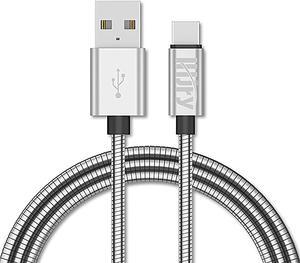 LHJRY USB C Cable, [6.6ft 2 Pack] Premium Metal Braided Type C Fast Charging,Charger Cord, for Samsung Galaxy S10 S9 S9+ S8 S8+ Note 7/8/9, iPad Pro 2018 (Silver, 2 Pack - 6.6FT)