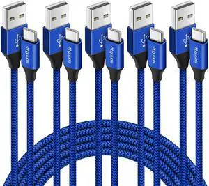 [5-Pack 3/3/6/6/10 ft] USB Type C Cable Fast Charging etguuds USB A to USB C Charger Braided Cord Compatible with Samsung Galaxy S20 S10E S10 S9 Note 20 10 9 8 A71 A70 A51 A50 A41 A21 A20e A20 A10e
