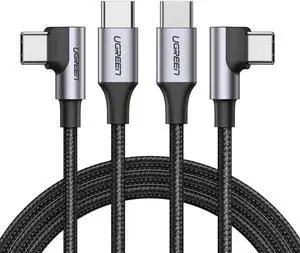 UGREEN USB C to USB C Cable Right Angle 2 Pack, Type C 60W PD Fast Charging Cord Compatible with MacBook Air/Pro, iPad Mini 6/Air 4/Pro, Samsung Galaxy S21/S20/Note 20/Z Fold, Google Pixel, Switch 3FT UGREEN USB C to USB C Cable Right Angle 2 Pack, Type C 60W PD Fast Charging Cord Compatible with MacBook Air/Pro, iPad Mini 6/Air 4/Pro, Samsung Galaxy S21/S20/Note 20/Z Fold, Google Pixel, Switch 3FT