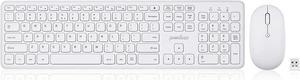 Perixx PERIDUO-610W Wireless Keyboard and Mouse Combo Set - Silent Scissor Keys & Clicks - Full-Size Chiclet Design -White - US English (PD-610WUS-11735)