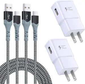 Adaptive Fast Charging Wall Charger Kit Set with USB Type C Cable Fast Charging 10ft Excgood USB Fast Charger Compatible with Samsung Galaxy S8/9+/10eNote 8/9LGMotoHTC (2-Pack White)
