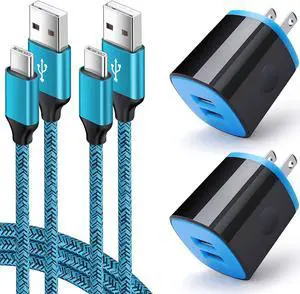 USB Wall Charger Fast Charging for Samsung Galaxy S21/S21+/S20 FE/S10E/S9/S8 Note 21/20 Ultra/10/9/8 A50/A20/A21/A51/A71/ A10E/A11/A01 Moto G Power/G Stylus/G Fast/Z4 Phone Charger Head Type C Cable