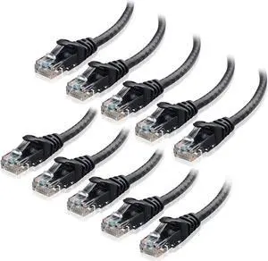 10-Pack Snagless Short Cat 6 Ethernet Cable 1 ft (Cat 6 Cable Cat6 Cable Internet Cable Network Cable) in Black