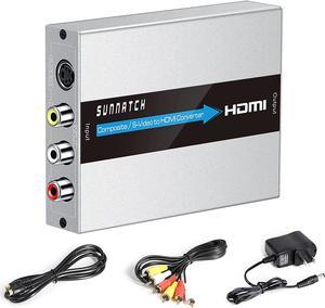 RCA Svideo to HDMI Converter RCA S-Video HDMI Adapter Composite AV CVBS RCA to HDMI Converter Composite or Svideo + R/L Audio in HDMI Out Converter for N64/ DVD/ PS2/ Xbox(Aluminum)