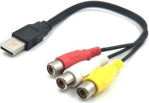 Halokny Câble adaptateur composite USB 2.0 A femelle vers 2 RCA mâles  double RCA mâle en Y Audio Vidéo AV Composite – 1,5 m (USB F/2RCA M)