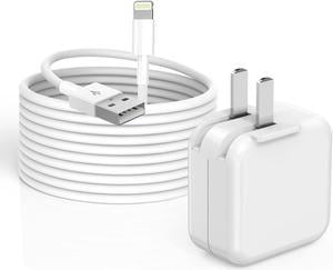 iPad Charger, [MFi Certified] 10FT iPad Charger Cord, 12W iPad Charger Fast Charging Block Foldable Portable Travel Plug with Extra Long Lightning iPad Cable Cord Compatible with iPad, iPhone, Airpod