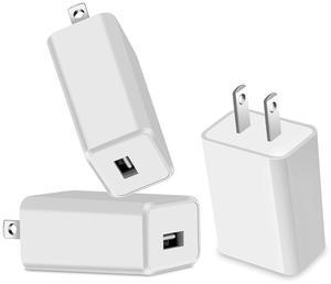 MEROM USB Wall Charger, 5V 2A Power Adapter Universal USB Plug Cell Phone Charging Block Cube Compatible with iPhone Samsung Galaxy S7/S6/S5 Edge, Google Nexus, LG, HTC, Huawei, Moto and More(3 Pack)