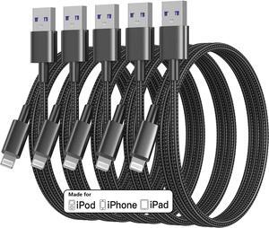 iPhone Charger Cable 3ft Lightning to USB Cables Fast iPhone Charging Cord 5Pack [Apple MFi Certified] Nylon Braided for iPhone 14 Pro Max/iPhone 13 plus/12 Pro/11 Mini/XR/Xs/X/8/7/6S/6/SE/iPad Air