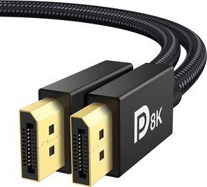 8K DisplayPort Cable 1.4  Certified DP Cable 6.6ft (8K@60Hz 4K@144Hz 2K@240Hz)HBR3 Support 32.4Gbps HDR HDCP 2.2 FreeSync G-Sync Braided Display Port for Gaming Monitor Graphics PC