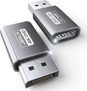4K DisplayPort to HDMI Adapter 2-Pack DP PC to HDMI Monitor Converter Video UHD 2K@120Hz 4K@30 DP to HDTV Male to Female Uni-Directional Adapter Compatible for Dell Lenovo HP GPU AMD -Grey