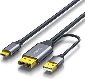 DisplayPort to USB C Cable 6.6ft 4K@60Hz with USB Cable Adapter DP Male to Type-C Male Converter Support Touch with Thunderbolt 3/4 MacBook Pro/Air 2020/2018 iPad Pro/Air XPS