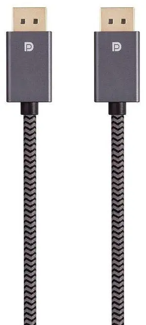 DisplayPort 1.4 EasyPlug Nylon Braided Cable - 12 Feet - Gray | Up to 32.4 Gbps 8K@60Hz DPCP HDCP 3D Video HBR3 DSC 1.2