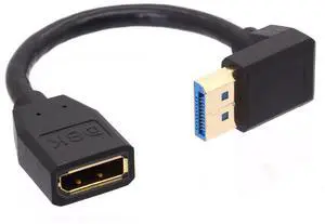 8K 90 Degree Angle Displayport 1.4 Extension Cable Displayport Male to Female Displayport Cable Cord for HP   8K@60Hz 4K@144Hz 1080p@240HZ 15cm (Down)