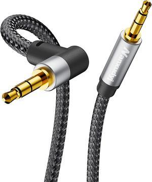 3.5mm Audio Cable 100ft/30M, Stereo Aux 3.5mm to 3.5mm Cable 90 Degree Long Aux Cable Aux 3.5mm Male to Male Right Angle TRS Cable Compatible for Headphone,Tablets, Speakers, 24K Gold Plated