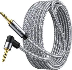 3.5mm Audio Cable 50 ft AUX Cord Male to Male AUX Headphone Cable aux Cable Stereo Aux Jack to Jack Cable 90 Degree Right Angle Auxiliary Cord