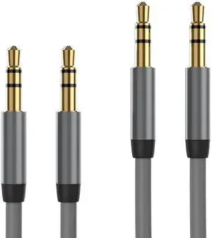 Aux Cable 3.5mm Audio Cord for Car - 6ft Long Heavy-Duty Male to Male Jack Extension & Adapter Aux Cord for iPhone Android  Galaxy Headphones Slate - 2 Pack