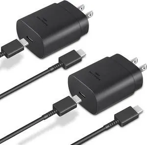 Type C Charger 2-Pack 25W Type C Super Fast Charging Block with 6ft USB C Charger Cable Compatible with Galaxy S23 Ultra/S23+/S22/S21/S20