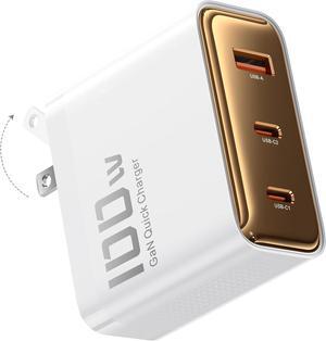100W USB C Charger Block 3-Port GaN Type C Charger Laptop Fast Charging Station for MacBook Pro 16  XPS iPad Pro Tablet Chromebook iPhone 16/15/14  Galaxy S24/S23 Ultra
