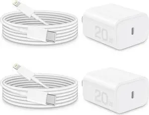 Phone Charger Fast Charging MFi Certified 2-Pack 20W USB C Fast Charger with 6FT Fast Charging Cable for IP 14/13/12/11/Xs/8 i Pad and More