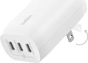 Belkin 3-Port USB C Charger Block 67W - PPS, USB-C PD 3.1 Enabled Fast Charging Charger for iPhone 16, MacBook Pro, AirPods, Galaxy, Nintendo Switch 2 & Other PD Enabled Devices - White