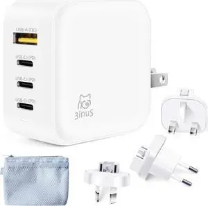 100W USB C GaN Wall Charger for Smart Phone 16/16 Plus /16 Pro/16 Pro Max Plug Foldable 4-Port PD USB-C Charger with Traveller Adapters use for Tablet Mac Book Laptops etc.