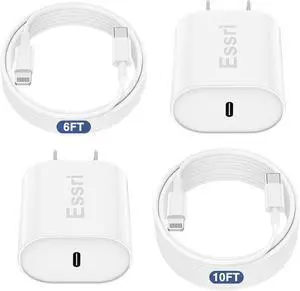 Fast Charger for iPhone 14 13 12 Charge Fast Charging 2Pack 6FT+10FT USB C to L Cable with 20W USB C for i Phone Charger Block Compatible with iPhone 14 13 12 Pro/14 Plus/13 Pro Max - White