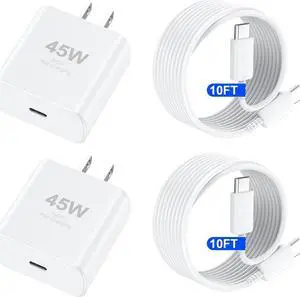 iPhone 16 Pro Max Charger Fast Charging 45W USB C iPhone 16 Super Fast Charger Block with 10ft Long Type C Charging Cable Cord for iPhone 16/16 Pro/16 Pro Max/16 Plus/15/15 Pro Max/15Pro/Plus/S25