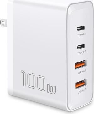 USB C Charger Block 100W PD Super Fast Charger 4 Port Type C Charger GaN Fast Wall Charger Power Adapter Compatible with MacBook Laptop iPad iPhone  and More