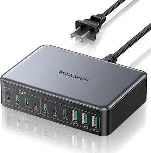 400W USB C Charger GAN Charger Block 10-Ports PD 100W PPS Laptop Fast Charging Station Gifts for Men Compatible MacBook Laptop iPad iPhone 16/15/Pro/14/13  Galaxy S24/S23 Steam Deck