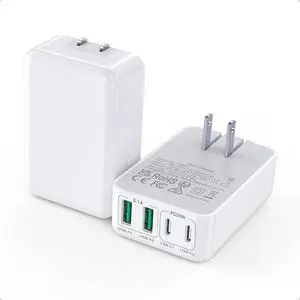2Pack Flat USB C Wall Charger 40W 4Ports Foldable & Slim Fast Charging Block Type C Cube Box Multiport Power Adapter Plug Brick Compatible with iPhone 16/15/14  Pixel AirPods4 Watch10