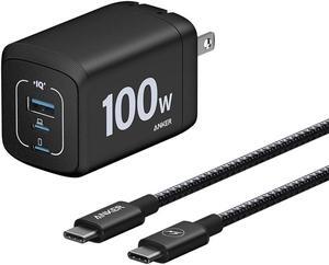 Prime 100W USB C Charger GaN Wall Charger 3-Port Compact Fast PPS Charger for MacBook Pro/Air Pixelbook iPad Pro iPhone 16/Pro Galaxy S23/S22 and More (USB-C Cable Included)