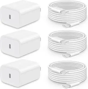 i Phone 16 15 Charger Fast Charging-20W USB C Power Brick with 6Ft Type C to C Cord for iP16/16 Pro/16 Plus/16 Pro Max/15 Series i Pad Pro & More [3 Pack]