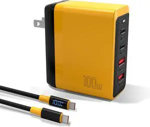 100W USB-C MacBook Pro Charger - 4-Port GaN Laptop Charger Compatible With MacBook M3/Air, ThinkPad, Dell XPS, iPad Pro, iPhone 15, Galaxy S24