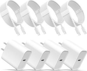 iPhone 16 15 Charger USB C Charger 4-Pack USB C Fast Wall Charger USB C Charger Block (4-Pack 6 ft USB C Cable Included) for iPhone 16 15/15 Pro/15 Pro Max/iPad Pro/AirPods  & More