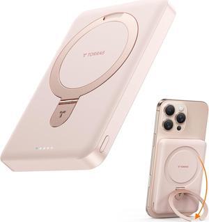 10000mAh Magnetic Portable Charger Power Bank for iPhone Fast Charging Travel Essential Wireless Battery Pack with OStand Compatible with Magsafe iPhone 16 Pro Max Pro 15 14 13 12 Rose Gold