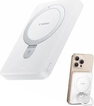 10000mAh Magnetic Portable Charger Power Bank for iPhone Fast Charging Travel Essential Wireless Battery Pack Slim with O-Stand Compatible with Magsafe 16 Pro Max Pro Plus 15 14 13 12 - White