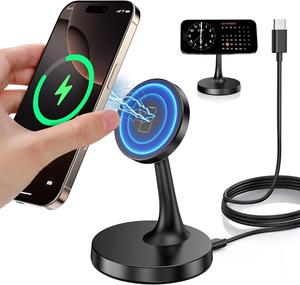 Magnetic Wireless Charger iPhone Stand 15W Fast Mag-Safe Charger for iPhone 16/16 Pro/16 Plus/16 Pro Max/15/14/13/12 Series  Magnet Wireless Charging Station/Pad for AirPods